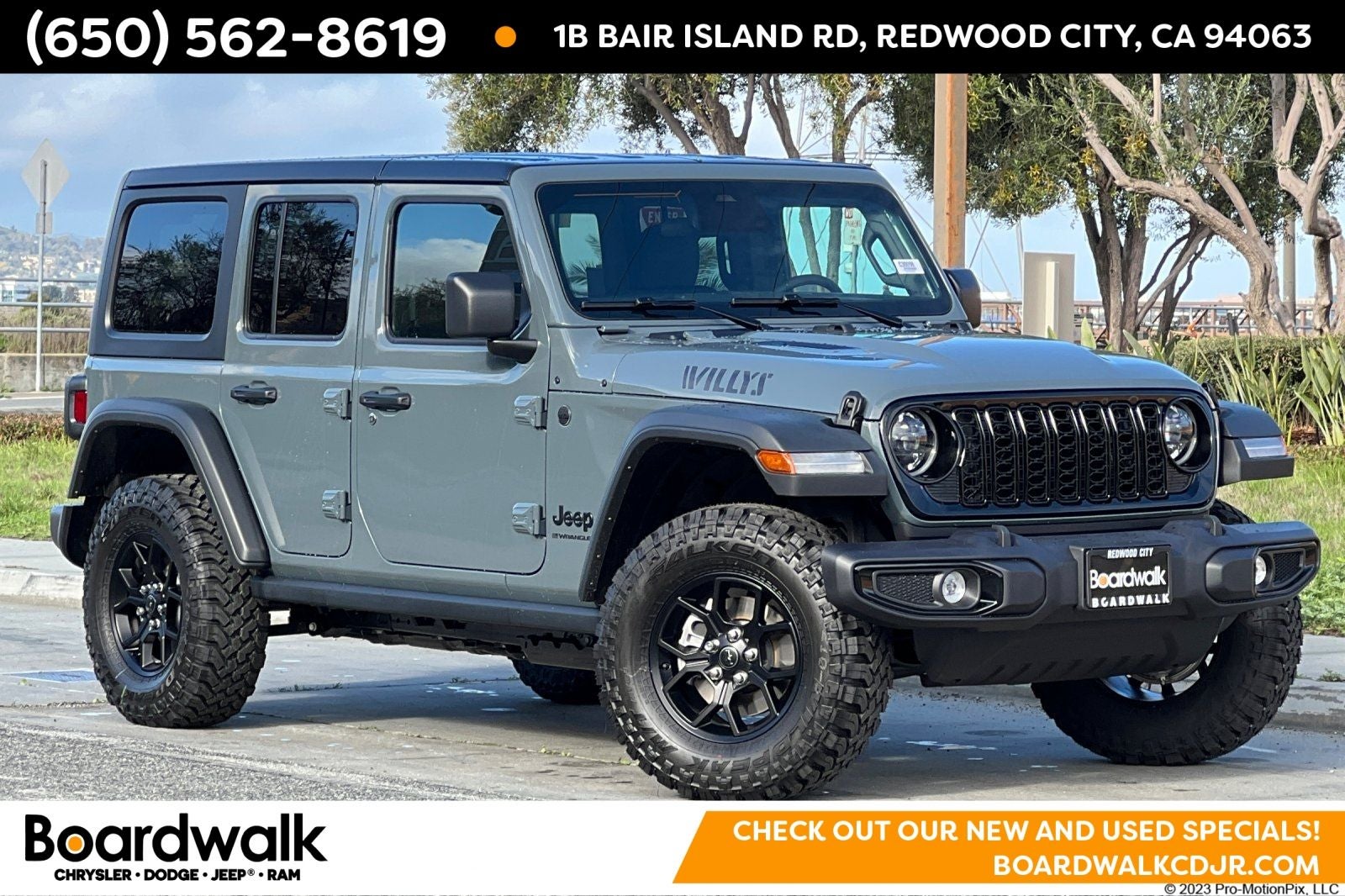 2026 Jeep Wrangler WRANGLER 4-DOOR WILLYS in Anvil Clear-Coat Exterior Paint — front three-quarter view