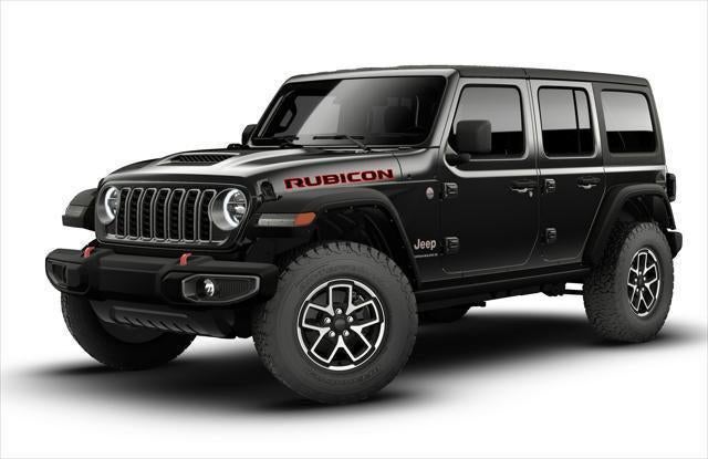 2026 Jeep Wrangler WRANGLER 4-DOOR RUBICON in Black Clear-Coat Exterior Paint — front three-quarter view