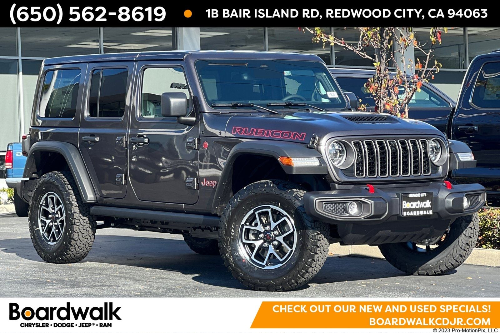 2026 Jeep Wrangler WRANGLER 4-DOOR RUBICON in Granite Crystal Metallic Clear-Coat Exterior Paint — front three-quarter view