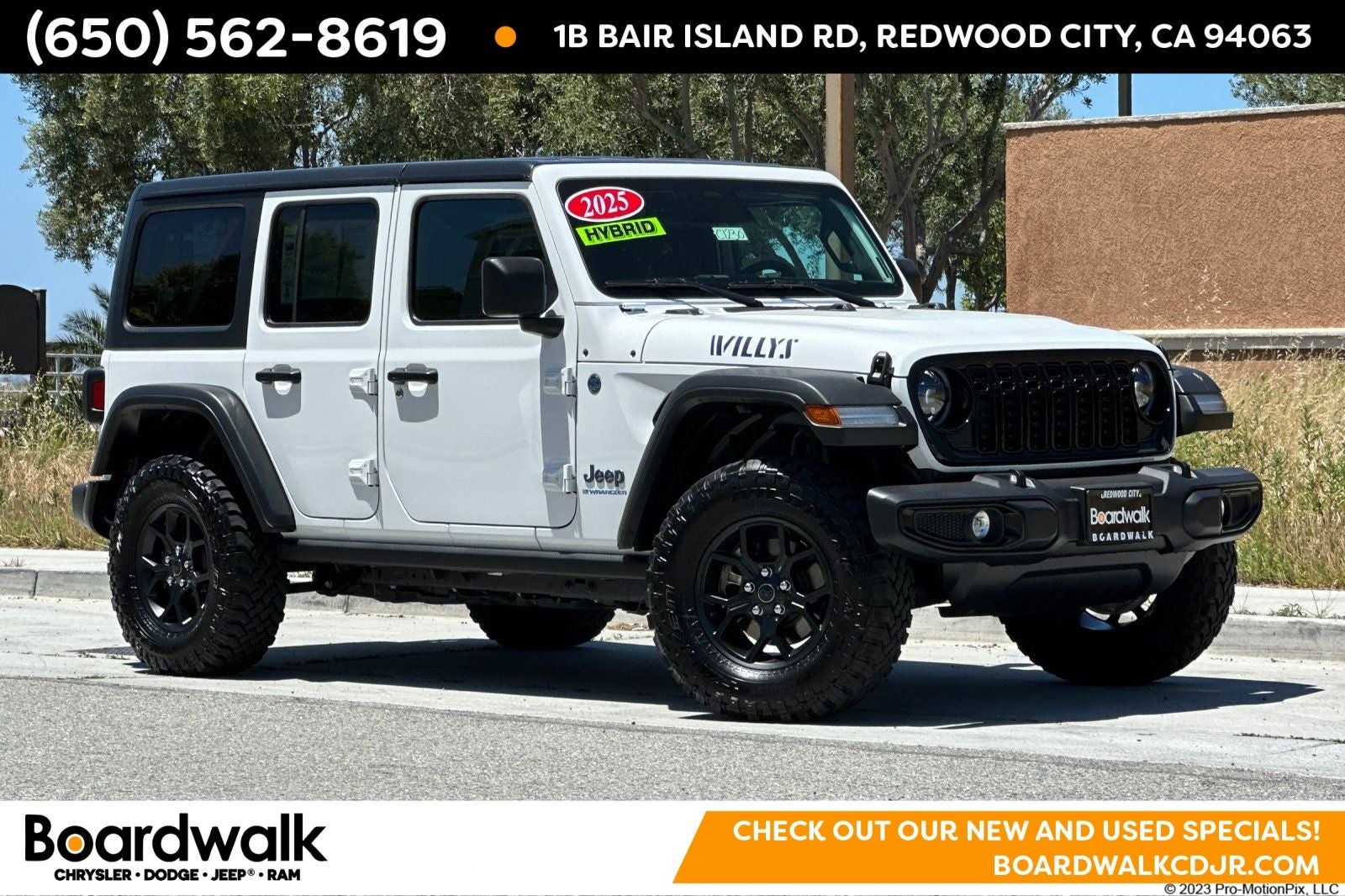 2025 Jeep Wrangler 4xe Willys 4xe in Bright White Clearcoat — front three-quarter view
