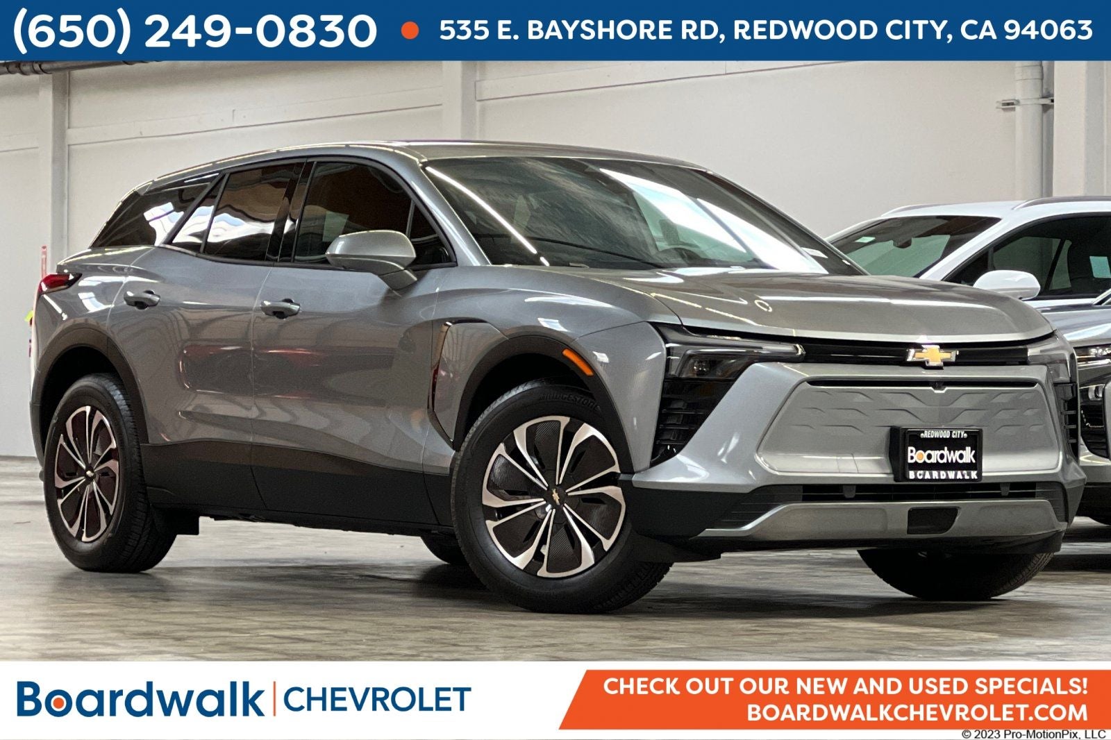 2026 Chevrolet Blazer EV LT FWD in Sterling Gray Metallic — front three-quarter view
