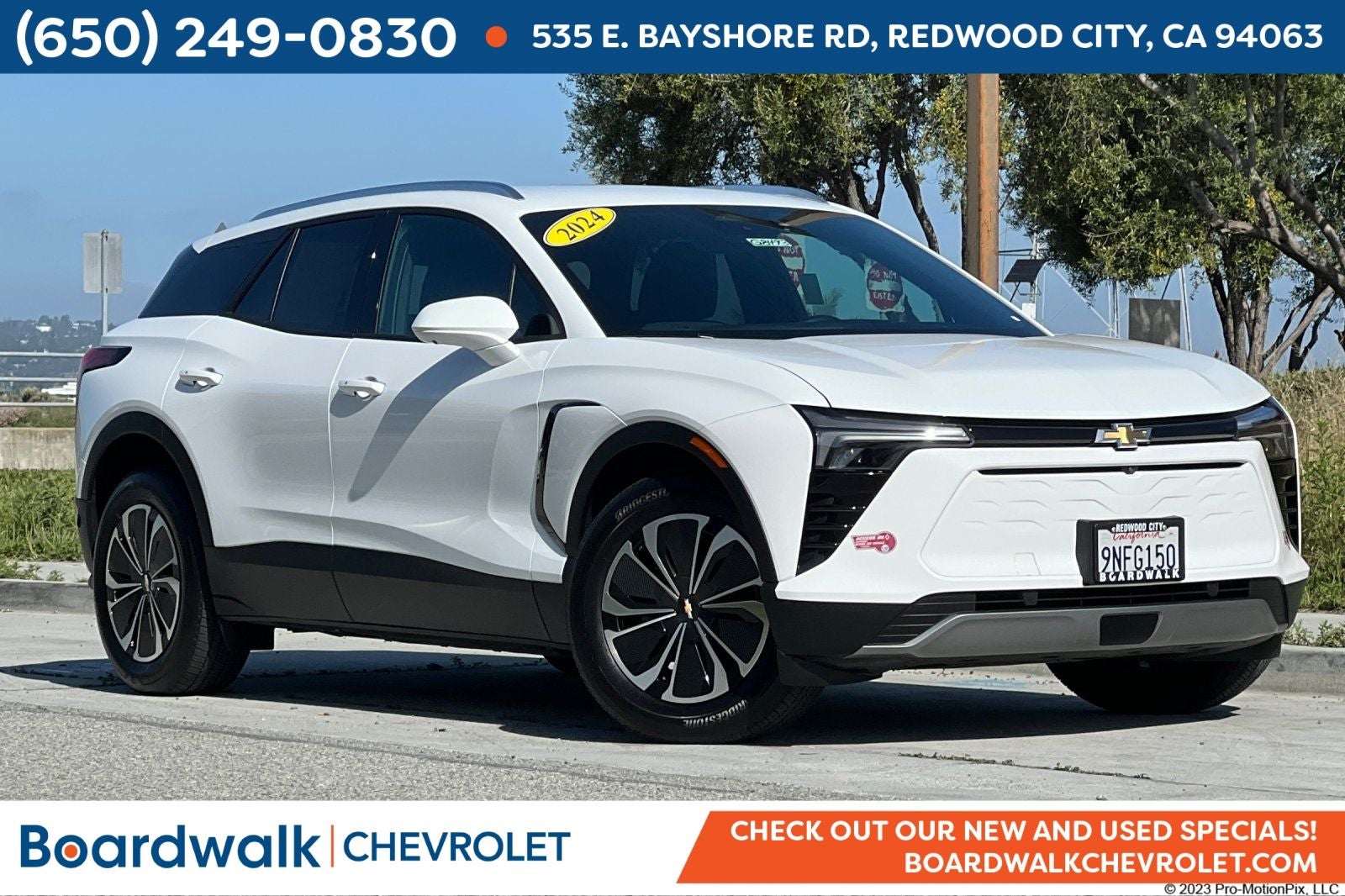 2024 Chevrolet Blazer EV eAWD 2LT in Summit White — front three-quarter view