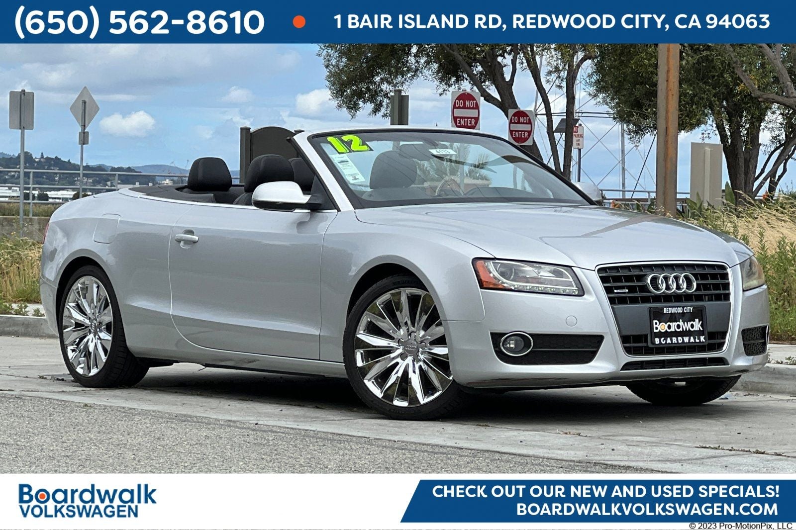 2012 Audi A5 2.0T Premium in Ice Silver Metallic/Black Roof — front three-quarter view